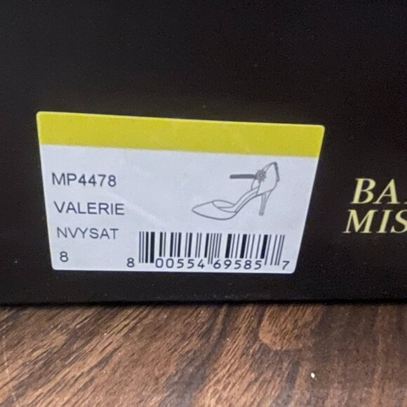 Badgley Mischka Valerie Rhinestone Strap Satin Pumps Navy High Heel Wedding - Picture 7 of 7